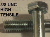 3/8 UNC Grade 8 High Tensile Bolts Zinc Plated