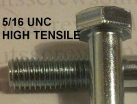 5/16 UNC Grade 8 High Tensile Bolts Zinc Plated