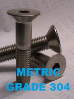 M8 Flat Head Socket Screw, Countersunk Grade 304 Stainless Steel