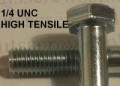 1/4 UNC x 3-1/4 High Tensile Grade 8 Bolts Zinc Plated